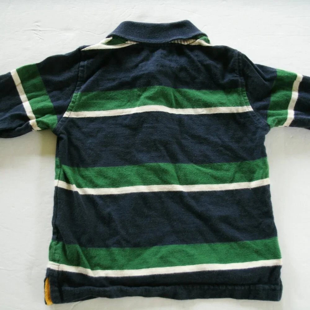 Wrangler Boys Shirt Polo Navy Green Stripe Long Sleeve 18 Months